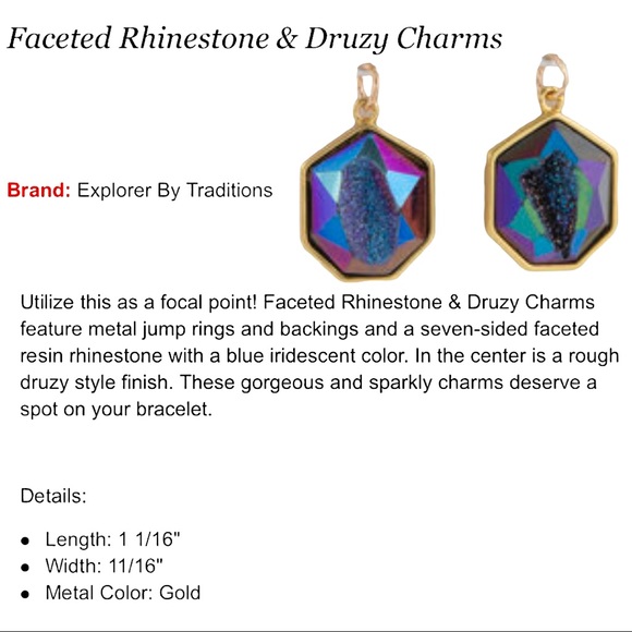 Druzy Faceted Rhinestone Charm Dangle Earrings in blues greens & purples NEW - Picture 6 of 6